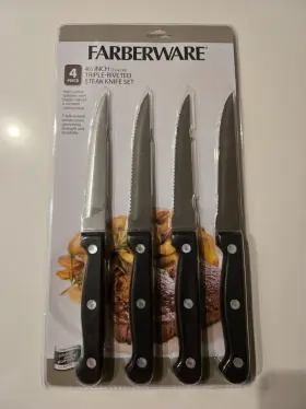 045908129965 FARBERWARE Triple Riveted Steak Knife Set High