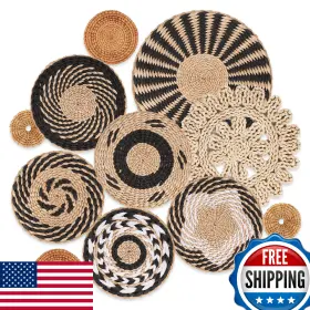 B0DB58W9WH LOCS MICRAI Boho Wall Basket Set Bulrush Farmhouse
