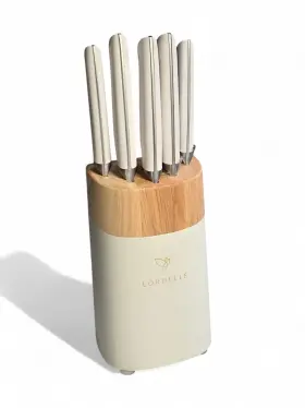X003TUVDB9 LORDELLE Knife Block Set Chantilly Snow Lifestyle #3