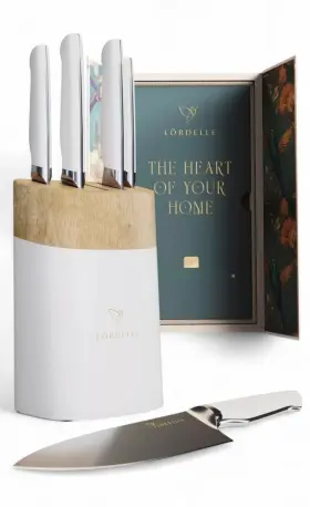 X003TUVDB9 LORDELLE Knife Block Set Chantilly Snow Lifestyle