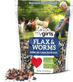 B0DD4DK9CS LOVE MY GIRLS Chicken Snacks Flax Worms Bag Corn