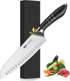 DJD031 MAD SHARK Santoku Knife Chef Carbon Steel