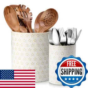 B0FC5C6RR9 MALACASA Lydia Ceramic Utensil Holders Kitchen Set