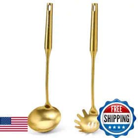 B0FF1QVCSZ MAMAJARDIN Soup Ladle Spaghetti Spoon Set Steel