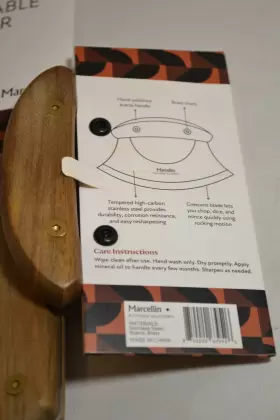850020639557 MARCELLIN Vegetable Cleaver Crescent Ulu Knife #3