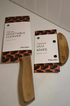 850020639557 MARCELLIN Vegetable Cleaver Crescent Ulu Knife
