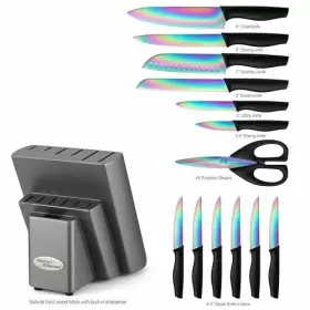734602129790 MARCO ALMOND Knife Set Block Rainbow Titanium #2