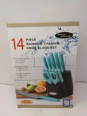 734602129806 MARCO ALMOND Knife Block Set Rainbow