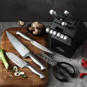 746362488901 MARCO ALMOND Knife Set Block Steel Chef Cutlery #3