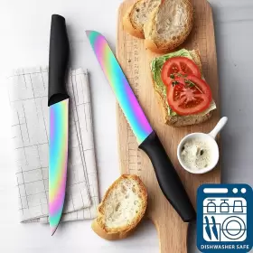 779675561184 MARCO ALMOND Knife Block Set Rainbow Steel Se #3