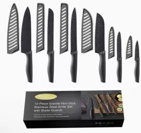 KYA39 MARCO ALMOND Kitchen Knife Set Knives Blade Guards