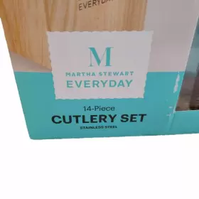 085081432308 MARTHA STEWART Steel Cutlery Set Wood Block #2