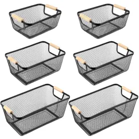 B0CH2RV7Z6 MAXCHECK Pack Wire Baskets Wooden Handles Steel