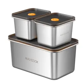B0DDBR55KM MAXCOOK Steel Food Containers Lids Storage