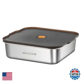 B0DDBW4RTG MAXCOOK Steel Food Storage Container Lid Leakproof