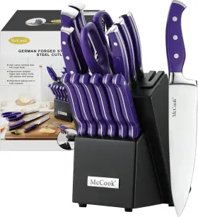 650434620284 MCCOOK Steel Kitchen Knife Set Wooden Block