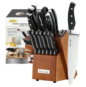 B08FJDVTS2 MCCOOK Knife Steel Kitchen Knives Sharpener Wooden