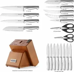 MC69W MCCOOK Kitchen Knife Set Steel Knives Block #3
