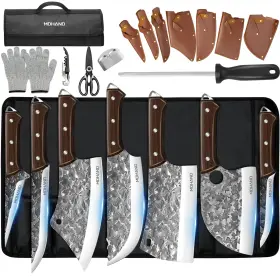975282121535 MDHAND Butcher Knife Set Roll Bag Meat Cleaver