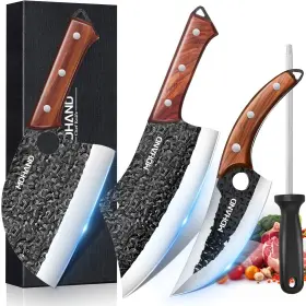 975282123522 MDHAND Butcher Knife Set Serbian Chef Box Forged