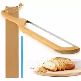331608245113 MELTSET Wooden Serrated Bread Bow Knife Steel