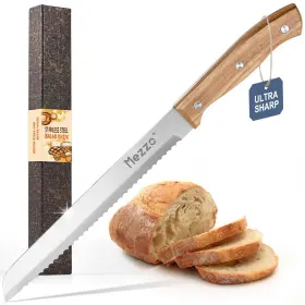 ME002 MEZZO Serrated Bread Knife Homemade High Carbon Steel