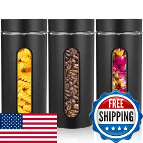 B0FRGB687V MIMOROU Steel Canister Set Glass Windows Kitchen