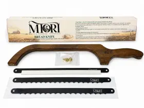 199284909885 MIORI Bread Knife Teak Wood Handle Serrated