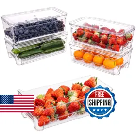 B0DK94CRDN MIUKAA Fridge Organizer Drawers Pack Stackable