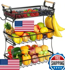 B0BZPT27PH MIYAWELL Fruit Basket Bowl Banana Hangers Mesh Top