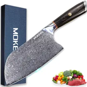 P006 MOKEEN Cleaver Knife Layers Damascus Steel Kitchen Ultra