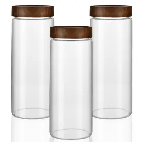 B0DZ54Z4DB MOLADRI Glass Storage Canisters Airtight Wood Lids
