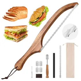 01MBJAUSN MOOUES Bread Knife Set Acacia Wood Double Serrated