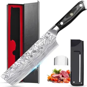 CK0408 MOSFIATA Nakiri Chefs Knife Finger Guard High Carbon