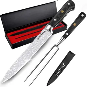 HJD123 MOSFIATA Carving Knife Fork Set Brisket Slicing Meat