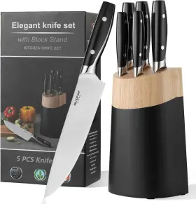 603765418563 MUSIFAN Knife Block Steel Kitchen Set High