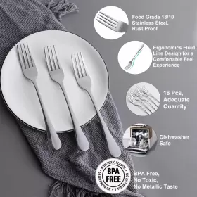 16PCS-SILVER MUTNITT Dinner Forks Set Top Food Steel #3