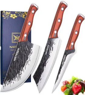 ND03B NAITESEN Forged Kitchen Chef Knife Set Razor Sharp Meat