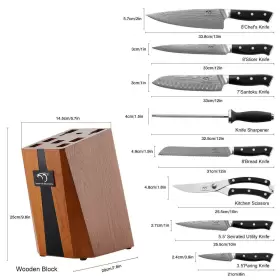 653858733936 NANFANG BROTHERS Knife Kitchen Block Damasucs Se #3