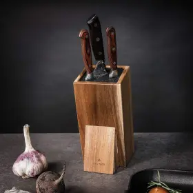 063004017234 NAVARIS Knife Block Holder Acacia Wood Stand #2