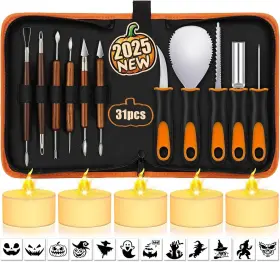 DE-HEE10-22S-01 NESSTU Pumpkin Carving Stencils Halloween Kit
