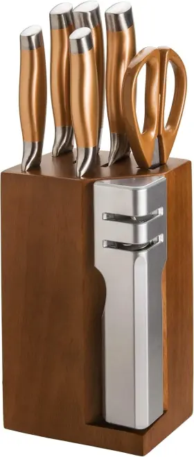 680863988310 NEW ENGLAND CUTLERY Knife Block Set Sharpener