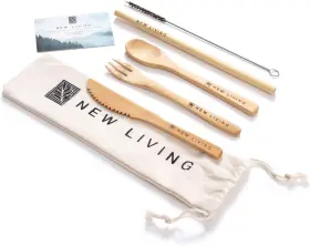 427072736218 NEW LIVING Cutlery Set Travel Straw Fork Knife