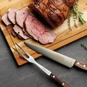 011DS TEAK Brisket Carving Set Wood Cutting Board