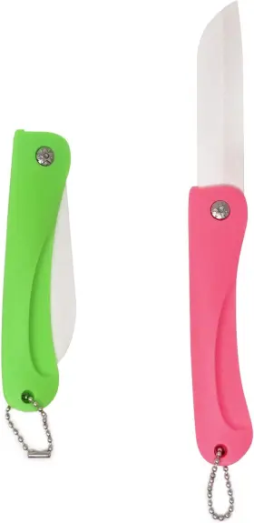 CERAMIC-KNIFE-2 FOLDING Fruit Travel Camping Pink
