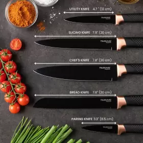 23037 NUOVVA Kitchen Knife Block Set Copper Knives Acrylic #2
