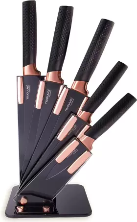 23037 NUOVVA Kitchen Knife Block Set Copper Knives Acrylic