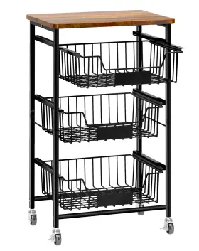 B0BNQ9QW3Q OKZEST Kitchen Storage Wheels Fruit Basket Stand