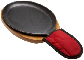 10132 OLD MOUNTAIN Fajita Plate Set Seasoned Cast Iron Pan Tr