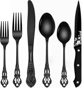 B0CYST5Y5L OLLEX Silverware Set Steel Flatware Mirror Polish